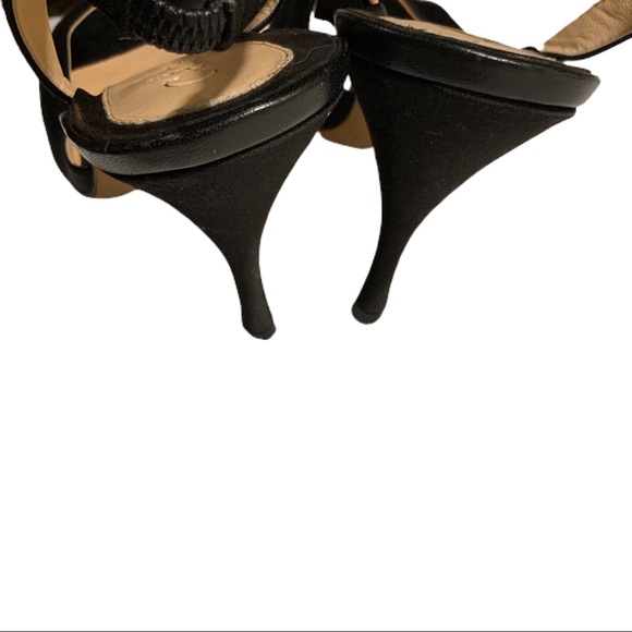 Cole Haan Black satin sling back peep-toe heels 9B - Picture 11 of 13